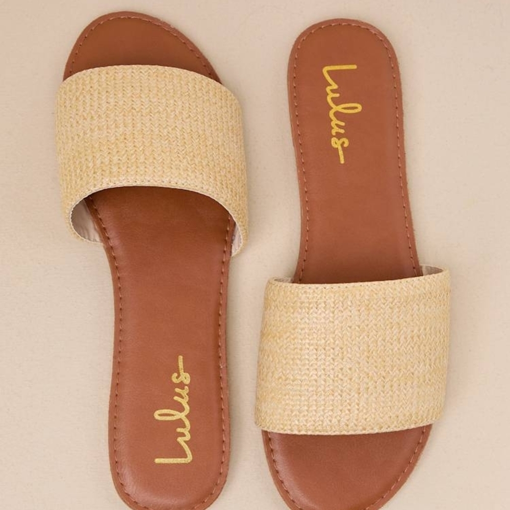 Lulu's Tan Slide Sandals